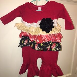 Giggle Moon Christmas Ruffle Romper 3 Months